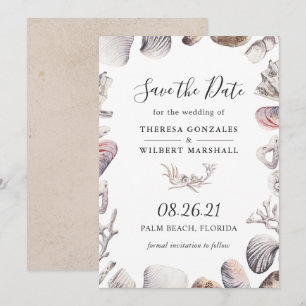White Sea Shell Beach Casamento Salve o Cartão de
