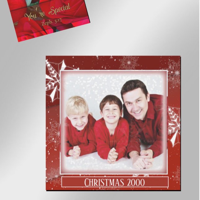 White Snow on Red Canvas Christmas Magnet (Criador carregado)