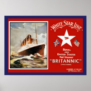 White Star Line Britannic Ship Poster