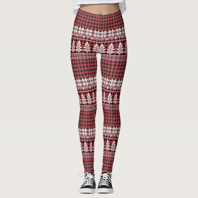 White Tree and Snowflake Leggings (Frente)