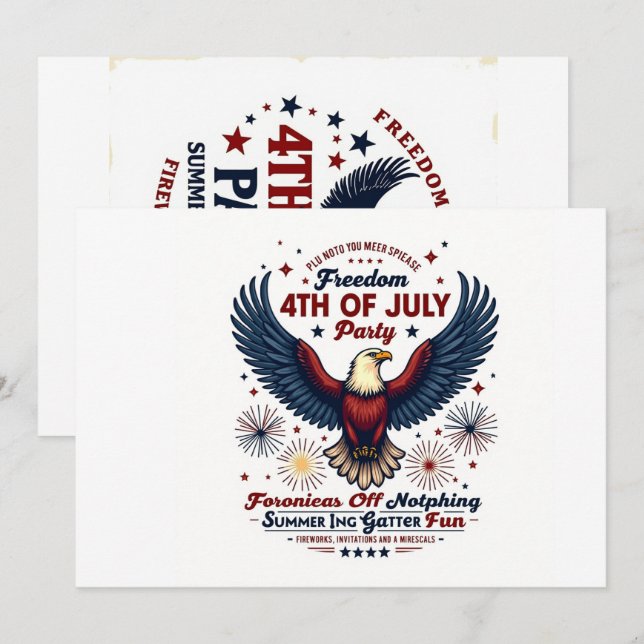 White Vintage 4 de julho Convite - Retro Eagle (Frente/Verso)