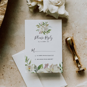 White Winter Peony Floral RSVP