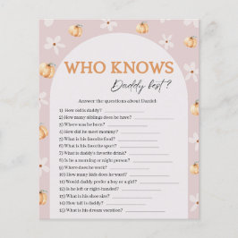 Who Knows Daddy Fall Pumpkin Baby Shower Game Card