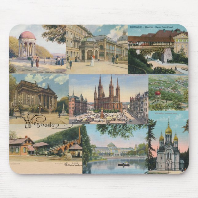 Wiesbaden: Vintage Postcards Souvenir Mousepad (Frente)