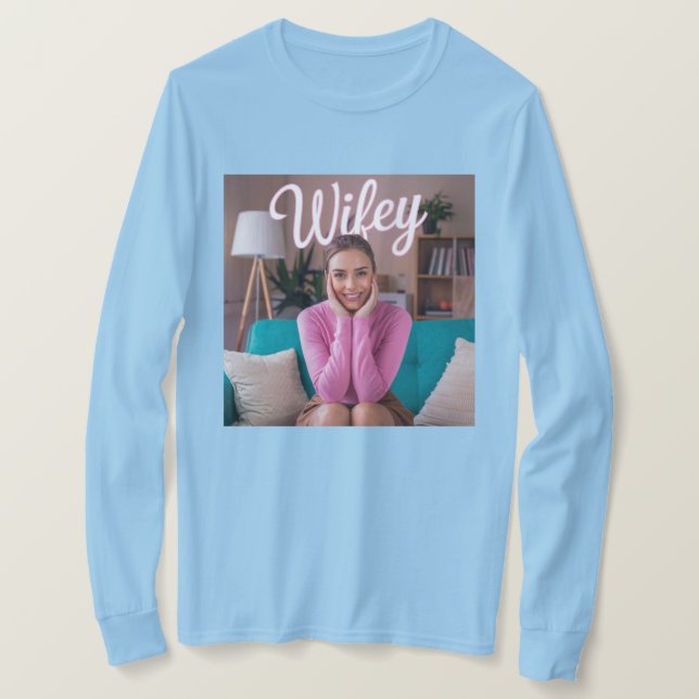 Wifey T-Shirt de longa Capa (Frente do Design)