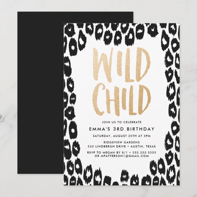 Wild Child | CONVITE DE ANIVERSÁRIO (Frente/Verso)