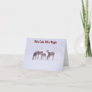 Wild Deer em Snowfall Peace Faith Cartão de Natal