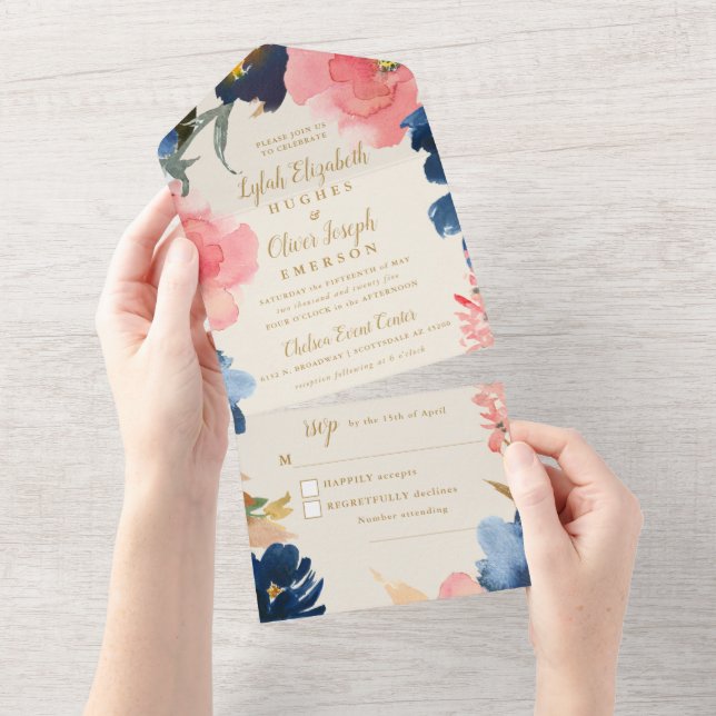 Wild Elegance | Marinho Blush e Dourado Casamento (Tearaway)