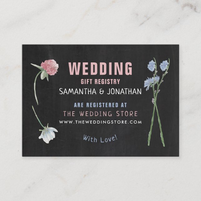 Wild Floral Chalkboard, Cartão De Registro De Pres (Frente)
