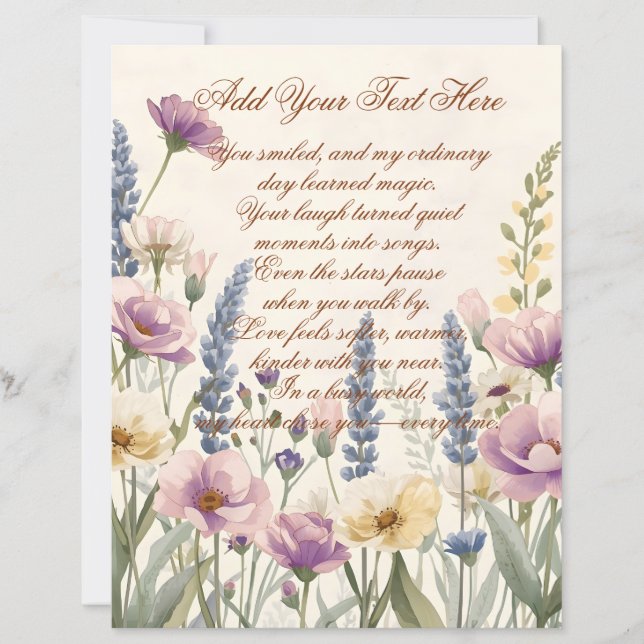 Wild Flower with Custom Text Scrapbook Paper (Frente)