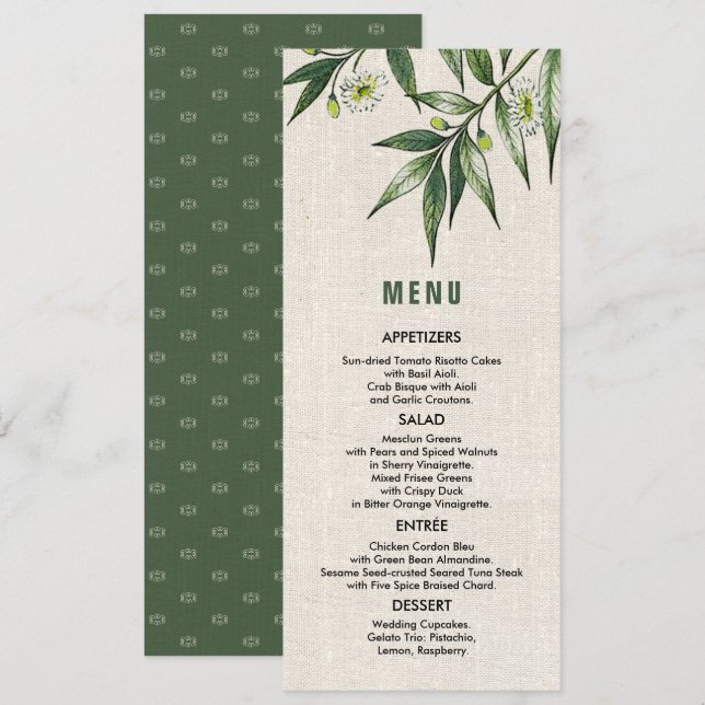 Wild Meadow | Cartões de menu de casamento botânic (Frente/Verso)