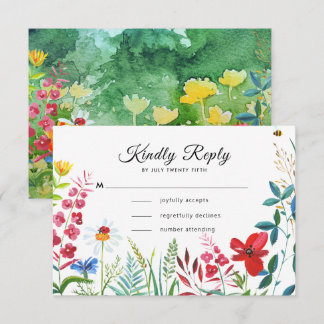 Wild Meadow | Cartões RSVP de Casamento de Florest
