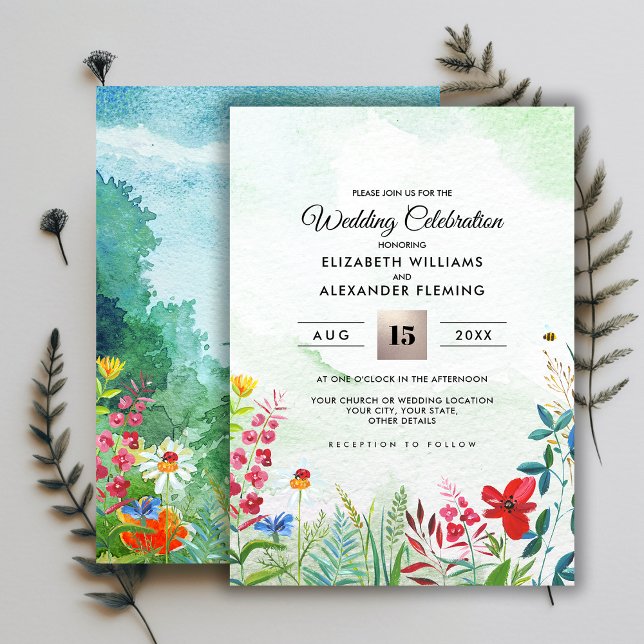 Wild Meadow | Convites para Casamento de Florestas (Criador carregado)