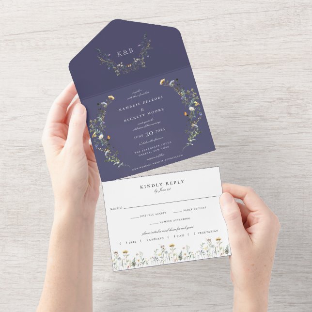 Wild Meadow Floral Wedding Marinho Blue (Tearaway)