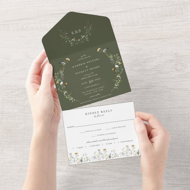 Wild Meadow Floral Wedding Olive Green (Tearaway)