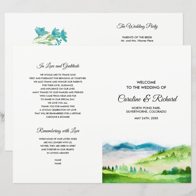 Wild Meadow | Programas de Casamento de Montanha P (Frente/Verso)