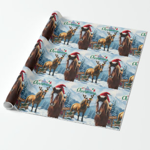 Wild Mustang Papai noel papel de embrulho de Natal