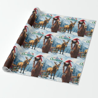 Wild Mustang Papai noel papel de embrulho de Natal