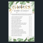 Wild One "Adivinha Quem" Folheto de Jogo de Chá de<br><div class="desc">Projetado para coordenar com os nossos mais vendidos convites para chuveiros Wild One Safari Jungle Baby. Esta Mamãe ou Pai bonitinha "Adivinhem Quem" apresenta um verde-aquarela tropical com falsa folhagem botânica de ouro e um modelo elegante. Todas as perguntas podem ser editadas, então se você quiser mudá-las você pode! Todo...</div>