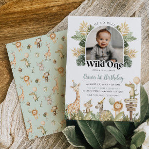 Wild One Birthday Convite Boy Safari Animais 1
