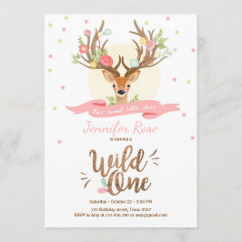 Wild One Deer, convite para o aniversário Woodland