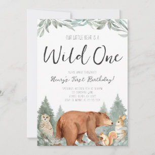 Wild One First Birthday Bear Convite de festas