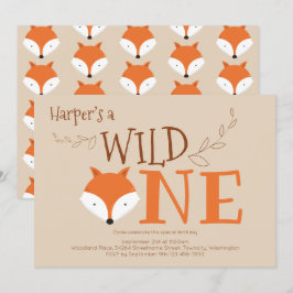 Wild One Fox Animal Primeiro Convite de Aniversári
