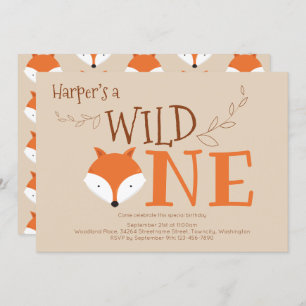 Wild One Fox Animal Primeiro Convite de Aniversári