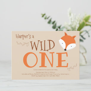 Wild One Fox Primeiro Convite de Aniversário