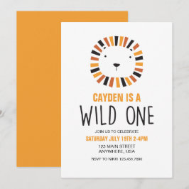Wild One Lion Boho Primeiro Convite de Aniversário