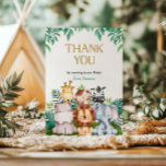 Wild ONE Safari - Cartões de agradecimentos de ani<br><div class="desc">Expresse sua gratidão com nosso Cartões de agradecimentos de aniversário de Safari. Apresentando adoráveis animais safari e sossegados sotaques da selva, esta carta é perfeita para agradecer aos convidados depois da sua aventureira celebração de primeiro aniversário. Totalmente personalizável com sua mensagem pessoal, ela adiciona um toque lúdico e sincero à...</div>