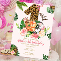 Wild One Safari Jungle Animal Convite de Aniversár