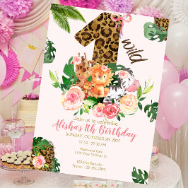 Wild One Safari Jungle Animal Convite de Aniversár