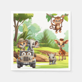 Wild One Safari Jungle Animal Guardanapos de Papel