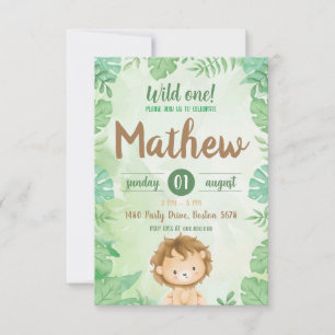 Wild One Safari Lion Invitation