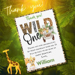 Wild One Safari Primeiro Cartões de agradecimentos<br><div class="desc">Você vai gostar de enviar este obrigado encantador e único - com aquele carregando especial de jipe, os animais safari - completo com seu nome personalizado - e o adorável filhote dizendo "feliz aniversário". Qualquer pergunta sobre o design apenas envie um chat ou um e-mail para charmdesignstudio@rcn.com e nós ficaremos...</div>