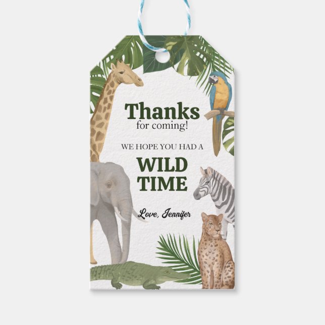 Wild One Safari Tropic Birthday Obrigado Etiqueta  (Frente)