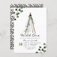 Wild One Teepee primeiro convite de aniversário