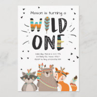 Wild One Tribal Primeiro Convite de Aniversário Wo