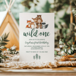 Wild One Woodland Animal Primeiro Convite de Anive