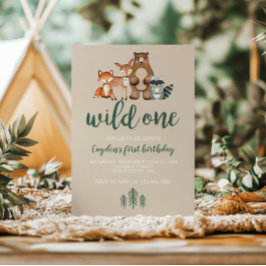 Wild One Woodland Animal Primeiro Convite de Anive