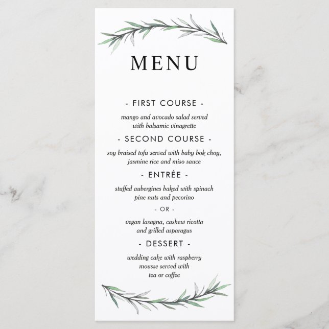 Wild Rosemary Botanical Wedding Menu (Frente)