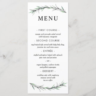 Wild Rosemary Botanical Wedding Menu