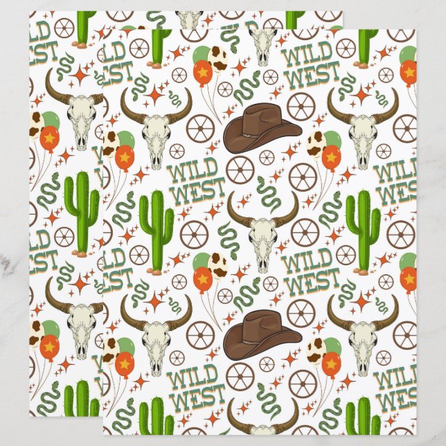 Wild West Scrapbook Paper (Frente/Verso)