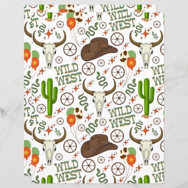Wild West Scrapbook Paper (Frente/Verso)