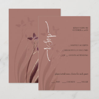 Wild & Wine-Stained Watercolor Floral RSVP Card