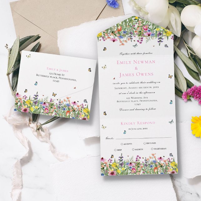 Wildflower All in One Convite de casamento (Criador carregado)