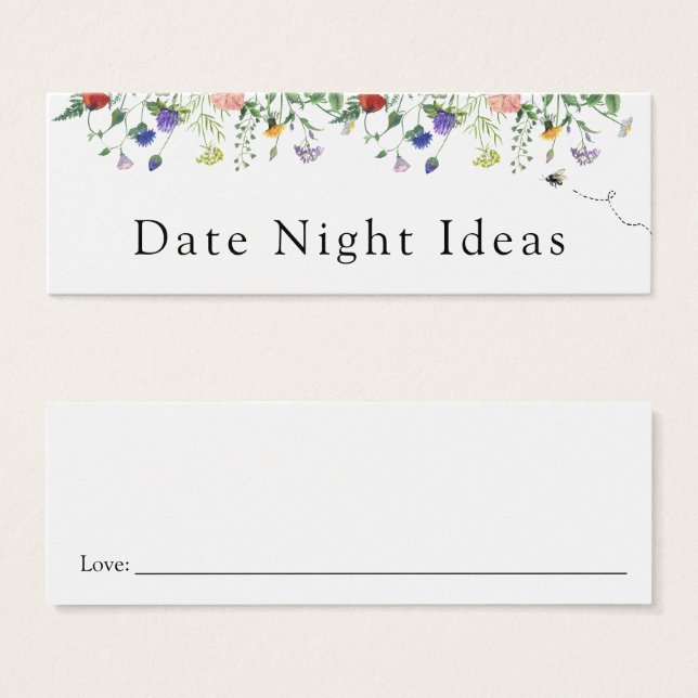 Wildflower and Bee Date Idea Card noturno (Frente & Verso)