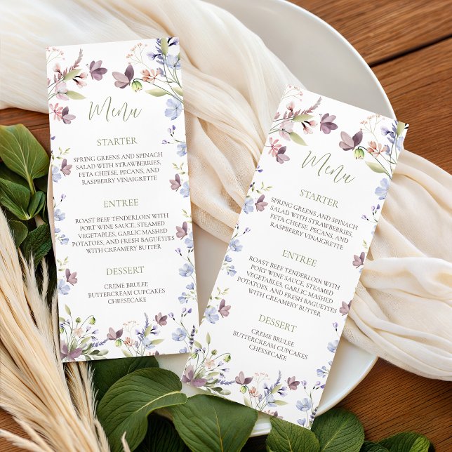Wildflower Baby Shower 4x9 Menu Card (Criador carregado)