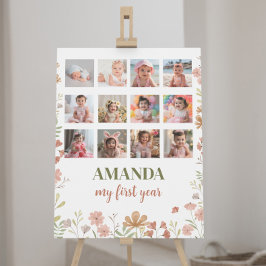 Wildflower Birthday 12 Foto Milestone Poster